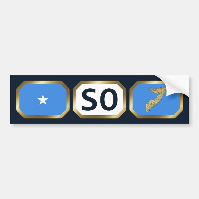 Voiture Autocollant de Drapeau de Somalie Carte Code (Devant)