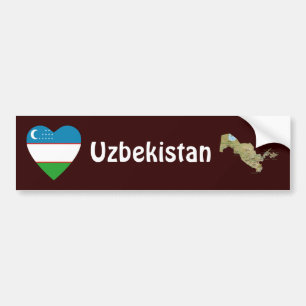 Voiture Autocollant de drapeau du coeur de l'Ouzbékistan +