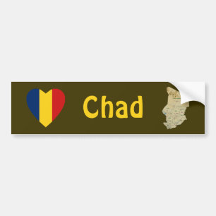 Voiture Autocollant de drapeau du Tchad en forme de cœur e