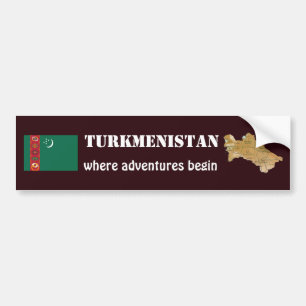 Voiture Autocollant de drapeau et carte du Turkménistan