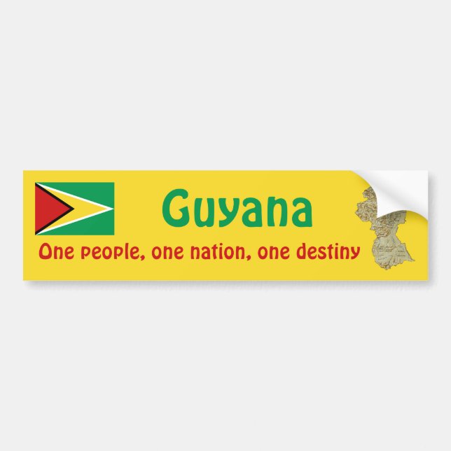 Voiture Autocollant de drapeau et de carte de Guyane (Devant)