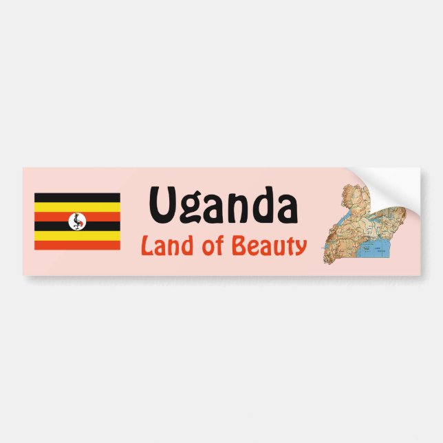 Voiture Autocollant de drapeau et de carte de l'Ouganda (Devant)