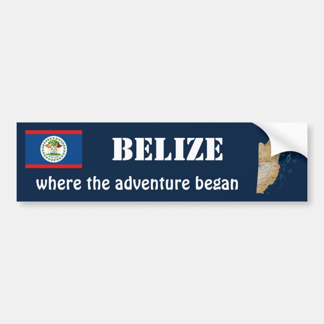 Voiture Autocollant de drapeau et de carte du Belize (Devant)