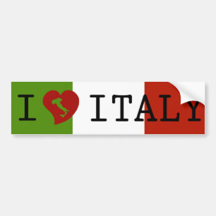 Voiture Autocollant de drapeau italien J'aime l'Italie