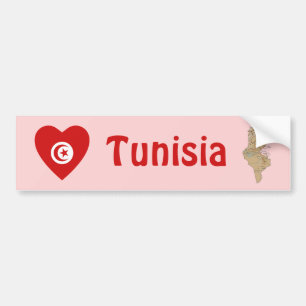 Voiture Autocollant de drapeau tunisien en forme de cœur +