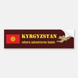 Voiture Autocollant de Kyrgyzstan Drapeau + Carte