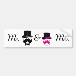 Voiture Autocollant de M. et de Mme Mustache