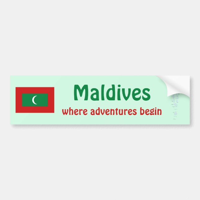 Voiture Autocollant de Maldives Drapeau + Carte (Devant)