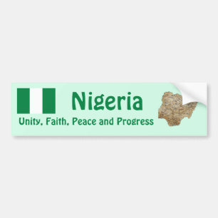 Voiture Autocollant de Nigeria Drapeau + Carte