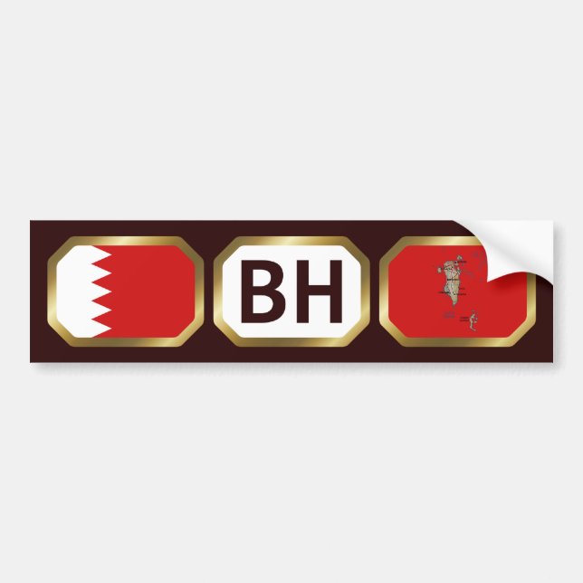 Voiture Autocollant de pare-chocs Drapeau Carte Code Bahre (Devant)