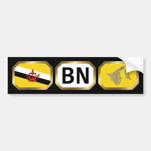 Voiture Autocollant de pare-chocs Drapeau Carte Code Brune (Devant)