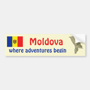 Voiture Autocollant de pare-chocs Drapeau + Carte de Molda