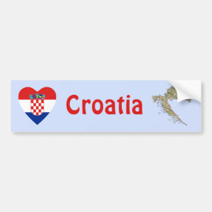 Voiture Autocollant de pare-chocs Drapeau Cœur + Carte de