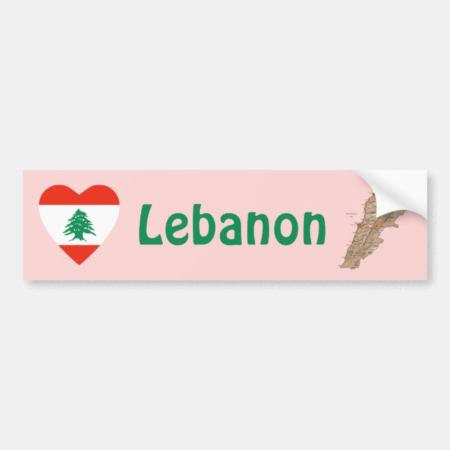 Voiture Autocollant de pare-chocs Drapeau du Liban en form (Devant)