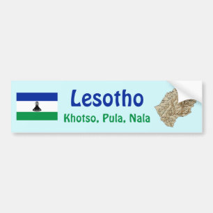 Voiture Autocollant de pare-chocs Drapeau et Carte du Leso
