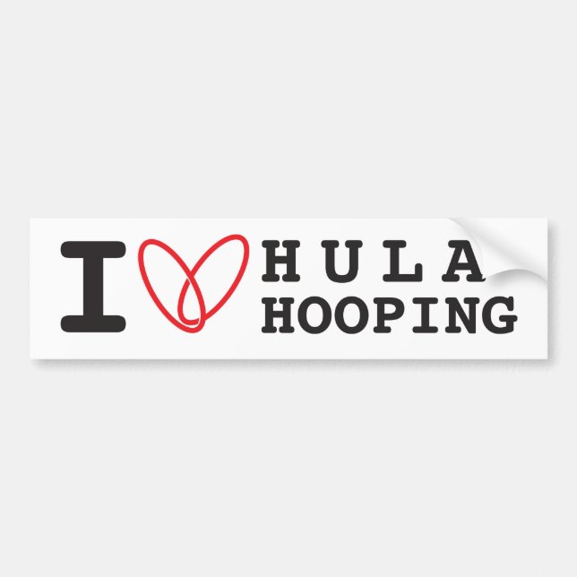 Voiture Autocollant de pare-chocs J'adore le Hula Hoop (Devant)