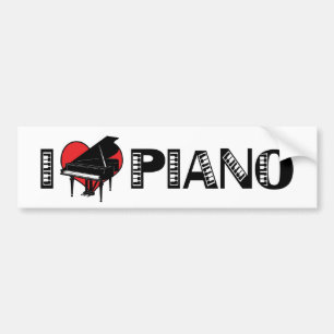 Voiture Autocollant de pare-chocs J'adore le piano