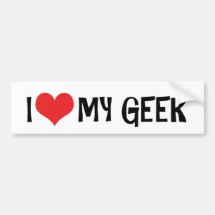 Voiture Autocollant de pare-chocs J'aime mon geek