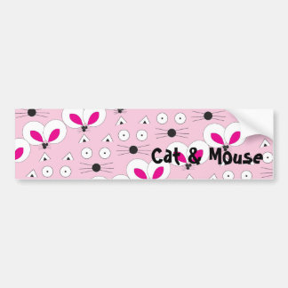 Voiture Autocollant de pare-chocs pour chat et souris rose