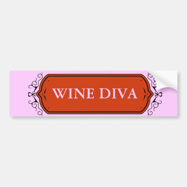 Voiture Autocollant de pare-chocs Wine Diva ! (Devant)
