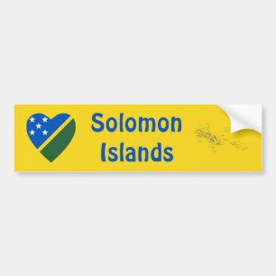 Voiture Autocollant de Solomon Islands Flag Heart + Map