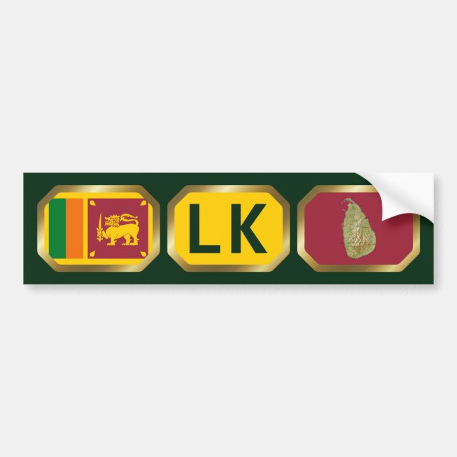 Voiture Autocollant de Sri Lanka Drapeau Carte Code (Devant)