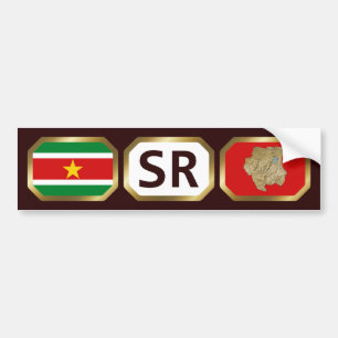 Voiture Autocollant de Suriname Drapeau Carte Code