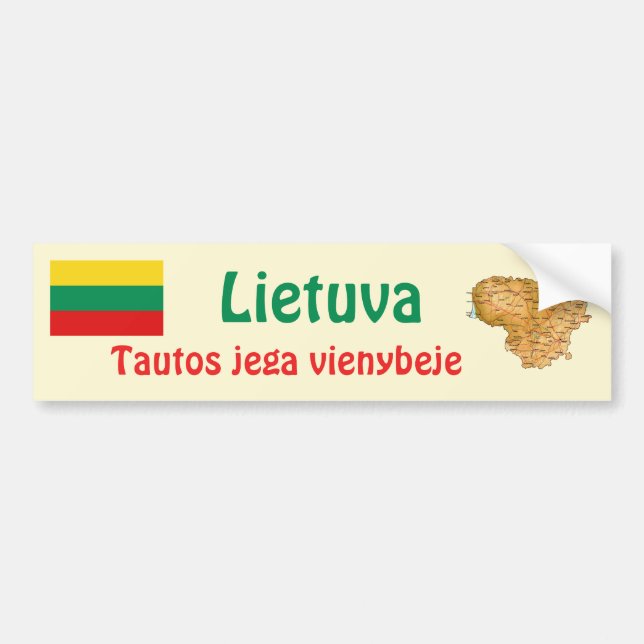 Voiture Autocollant Drapeau + Carte de Lituanie (Devant)