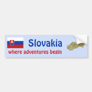 Voiture Autocollant drapeau + carte de Slovaquie