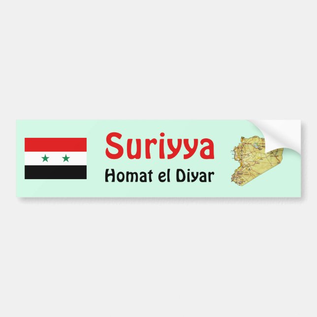 Voiture Autocollant drapeau + carte de Syrie (Devant)