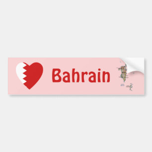Voiture Autocollant drapeau cœur + carte de Bahreïn