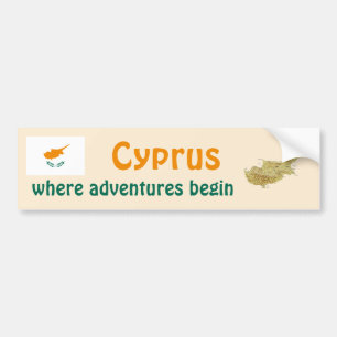 Voiture Autocollant Drapeau de Chypre + Carte