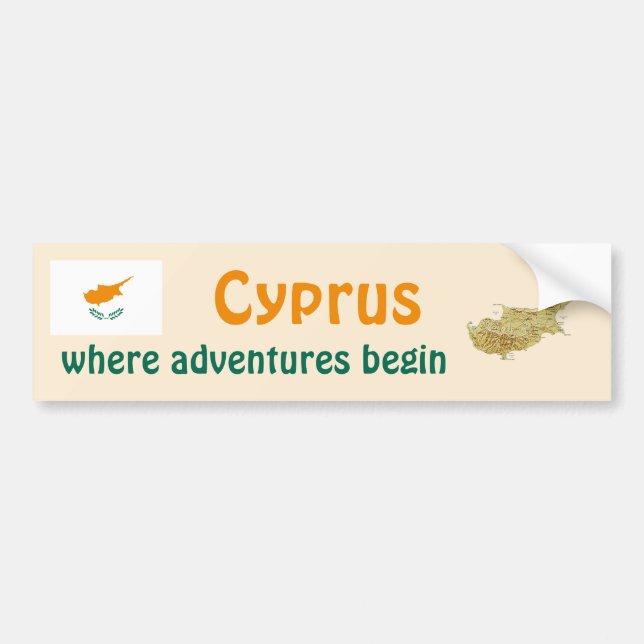 Voiture Autocollant Drapeau de Chypre + Carte (Devant)