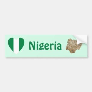 Voiture Autocollant Drapeau Nigeria en forme de coeur et c