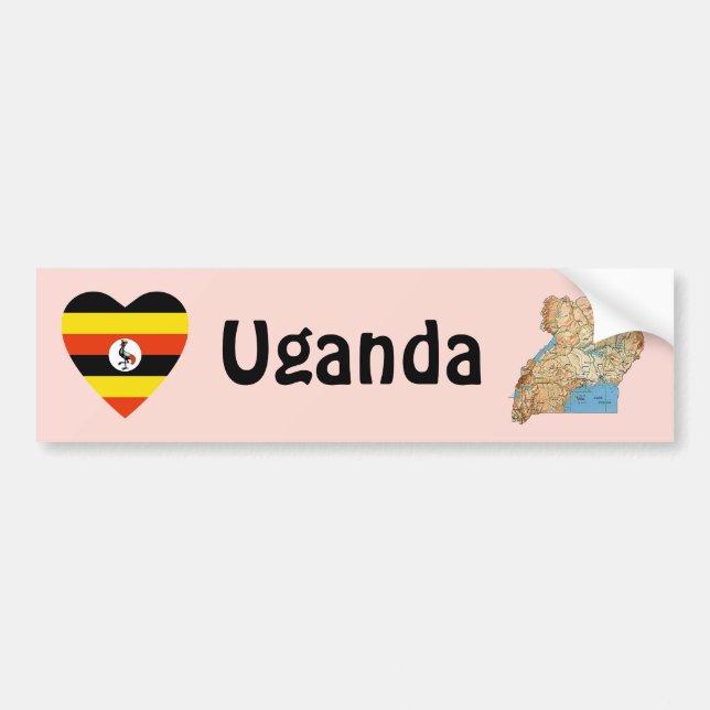 Voiture Autocollant pare-chocs Drapeau Ouganda en forme de (Devant)