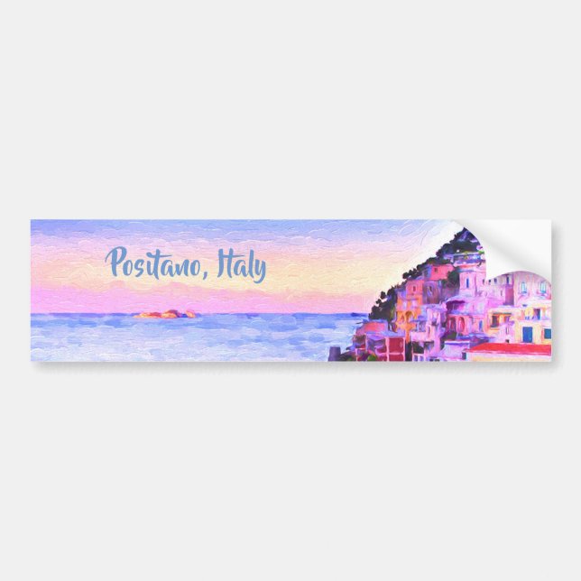 Voiture Autocollant Positano, Italie Coucher de soleil (Devant)