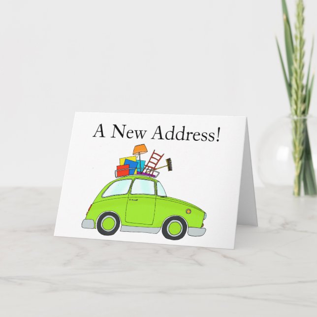 Voiture avec des trucs Nouvelle carte d'adresse (Devant)