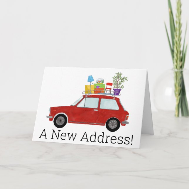 Voiture avec des trucs Nouvelle carte d'adresse (Devant)