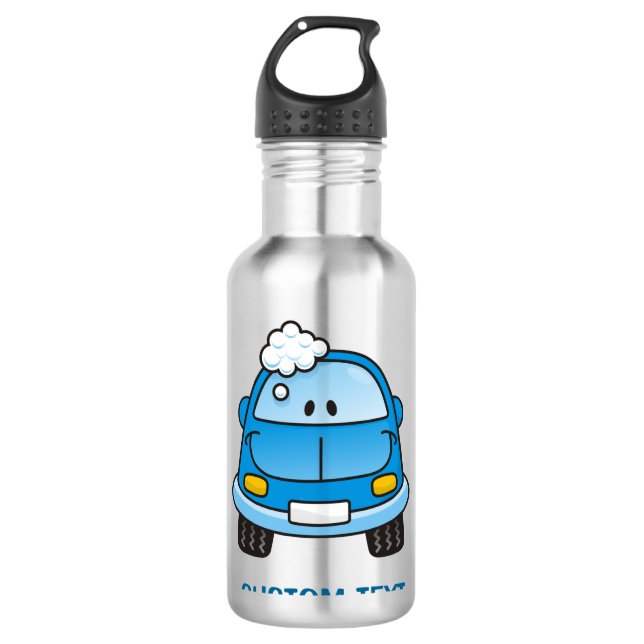 Voiture bleue avec bulles bouteille d'eau (Devant)