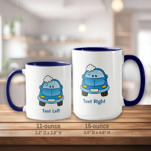 Voiture bleue avec bulles mug
