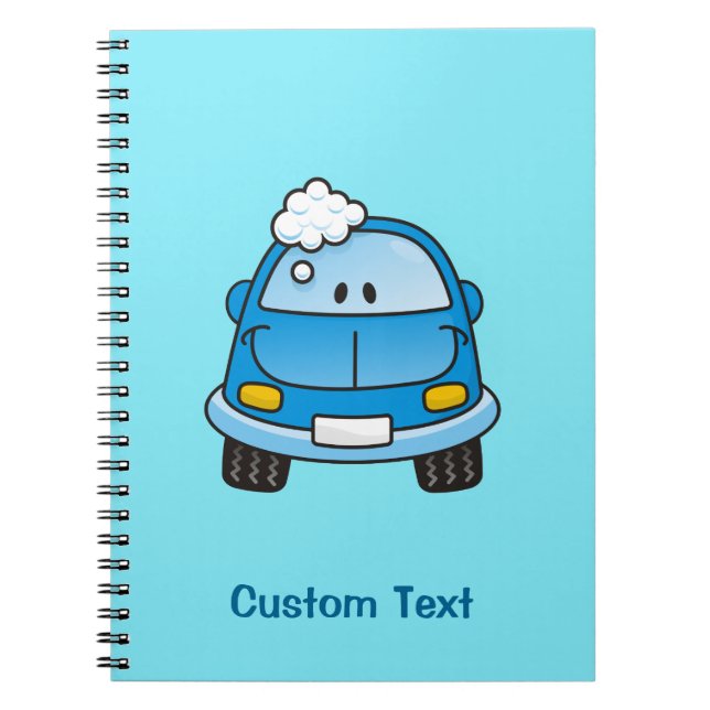 Voiture bleue avec carnet à bulles (Devant)