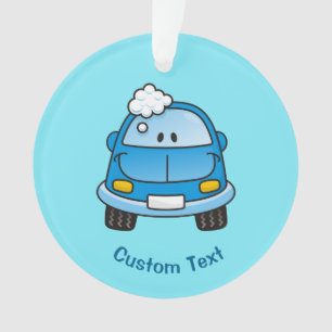 Voiture bleue avec ornement de bulles