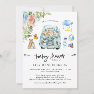 Voiture Bleue   Faire-Part de Baby Shower en Voitu