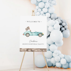 Voiture Blue Race Anniversaire Bienvenue Poster