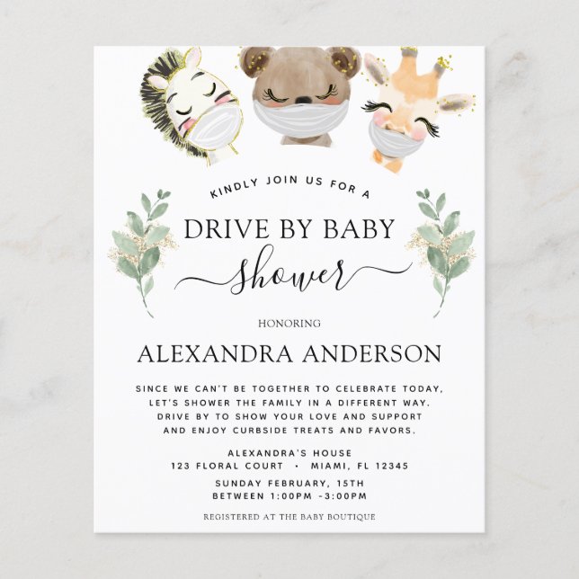 Voiture Budget Par Baby shower Woodland Eucalyptus (Devant)