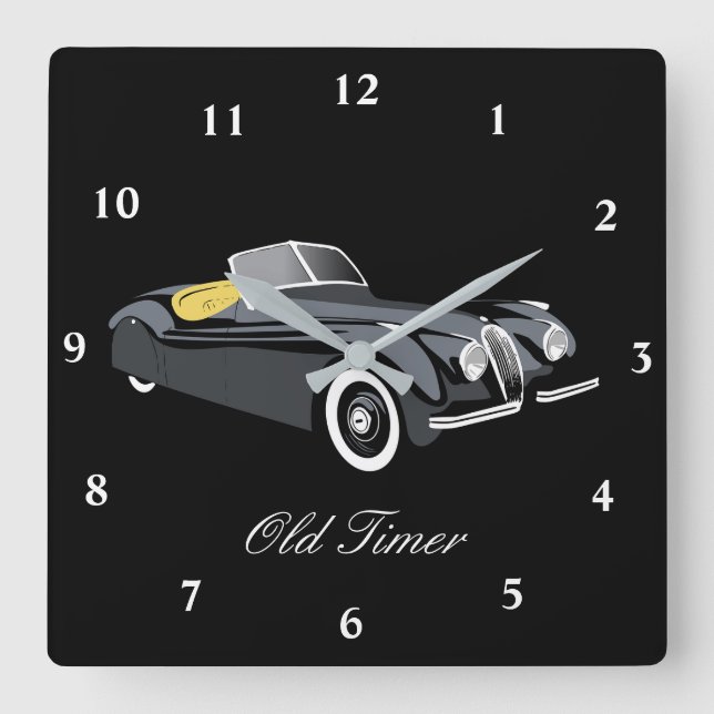 Voiture classique Jaguar 'Vieux Timer' Horloge mur (Recto)