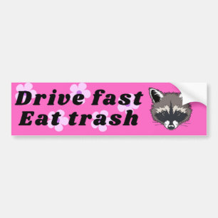 Voiture Conduisez rapide à manger raccoon autocollant de p