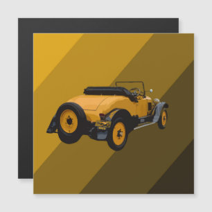 Voiture convertible Vintage Jaune, Carte magnétiqu