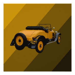 Voiture convertible Vintage jaune, Poster