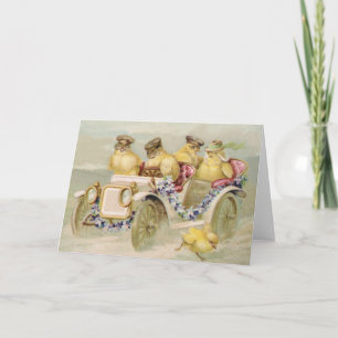 Voiture de conduite pour poulets - Carte de Pâques